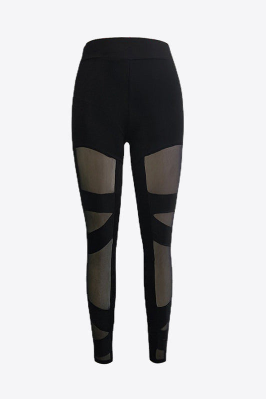 Spliced Mesh Leggings Trendsi