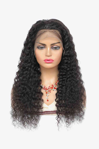 20” 13x4“ Lace Front Human Hair Curly Wig Natural Color 150% Density