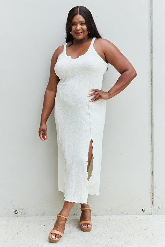 Culture Code Look At Me Notch Neck Maxi Dress with Slit in Ivory