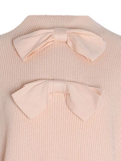 Bow Mock Neck Lantern Sleeve Sweater