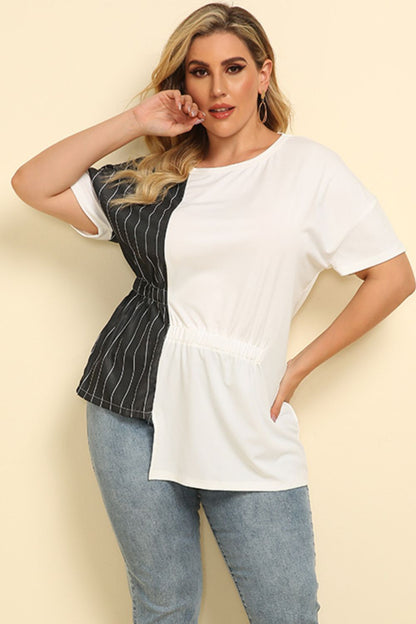 Gem Plus+ Striped Color Block Asymmetrical T-Shirt