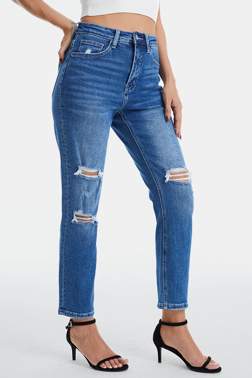 BAYEAS Distressed High Waist Mom Jeans