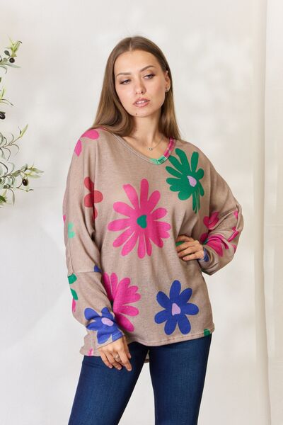 Hopely Floral V-Neck Long Sleeve Top