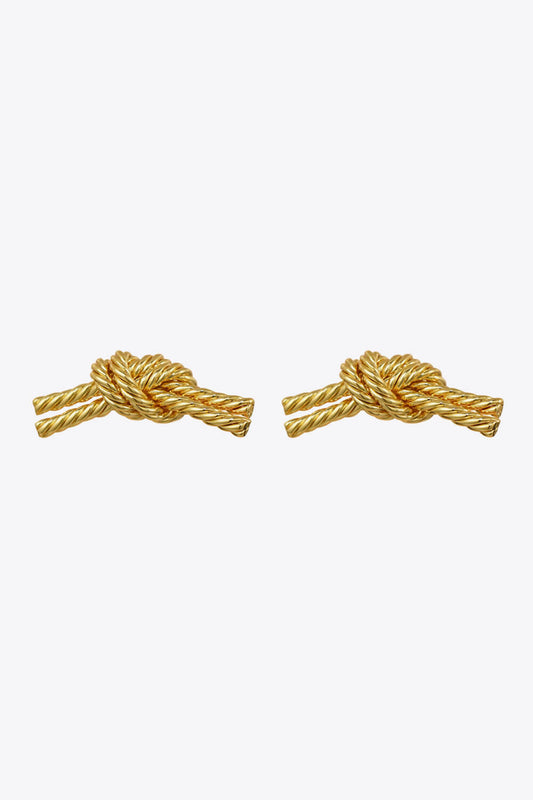 18K Gold Plated Twisted Earrings Trendsi