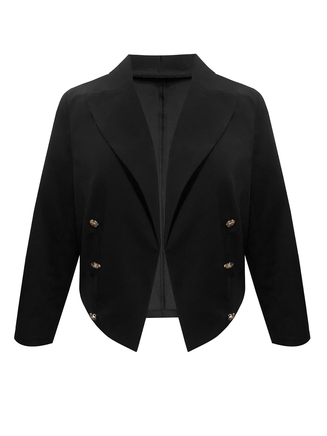 Plus+ Buttoned Lapel Collar Long Sleeve Blazer