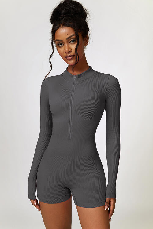 Half Zip Long Sleeve Sports Romper