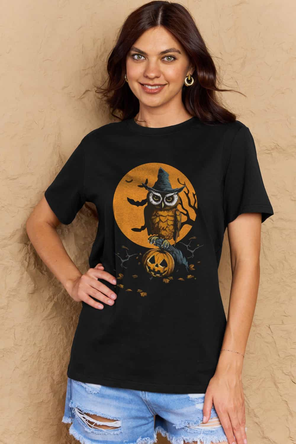 Simply Love Holloween Theme Graphic Cotton T-Shirt