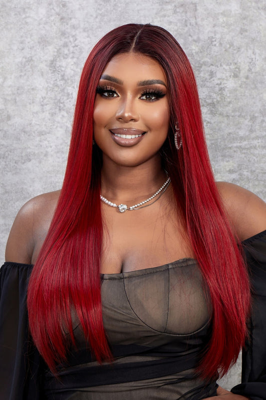 13*2" Lace Front Wigs Synthetic Straight 26" 150% Density Trendsi