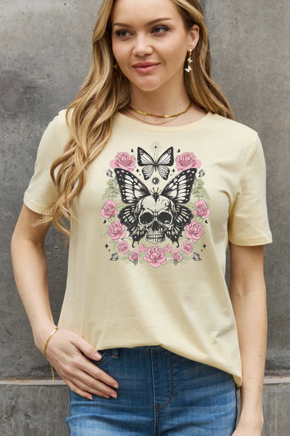 Simply Love Simply Love Skull & Butterfly Graphic Cotton Tee