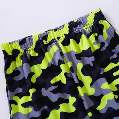 Boys Dinosaur Graphic Tee and Camouflage Shorts Set Trendsi