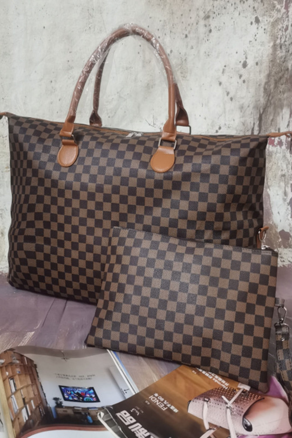 Checkered Two-Piece Bag Set Trendsi