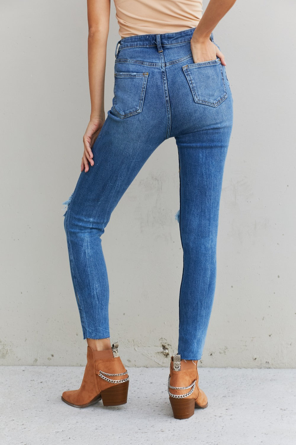 Can't Resist Distressed Raw Hem Jeans Trendsi