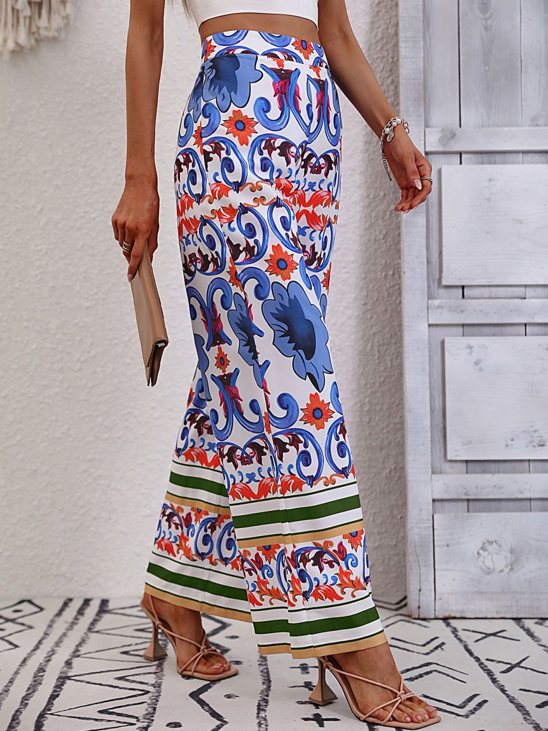 Printed High-Rise Wide Leg Pants Trendsi