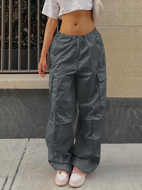 Drawstring Waist Parachute Pants