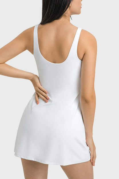 Square Neck Sports Tank Dress with Full Coverage Bottoms