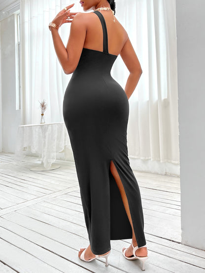 Cutout One-Shoulder Slit Maxi Dress