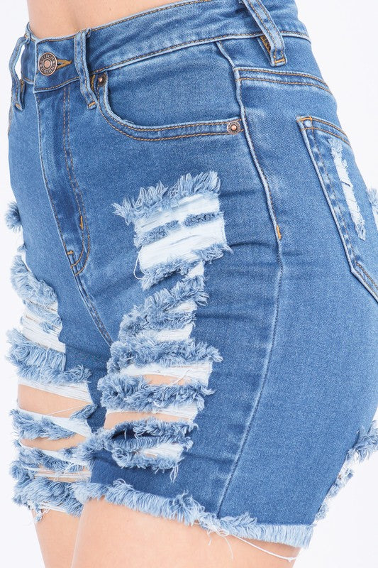 Distressed Denim Shorts American Bazi