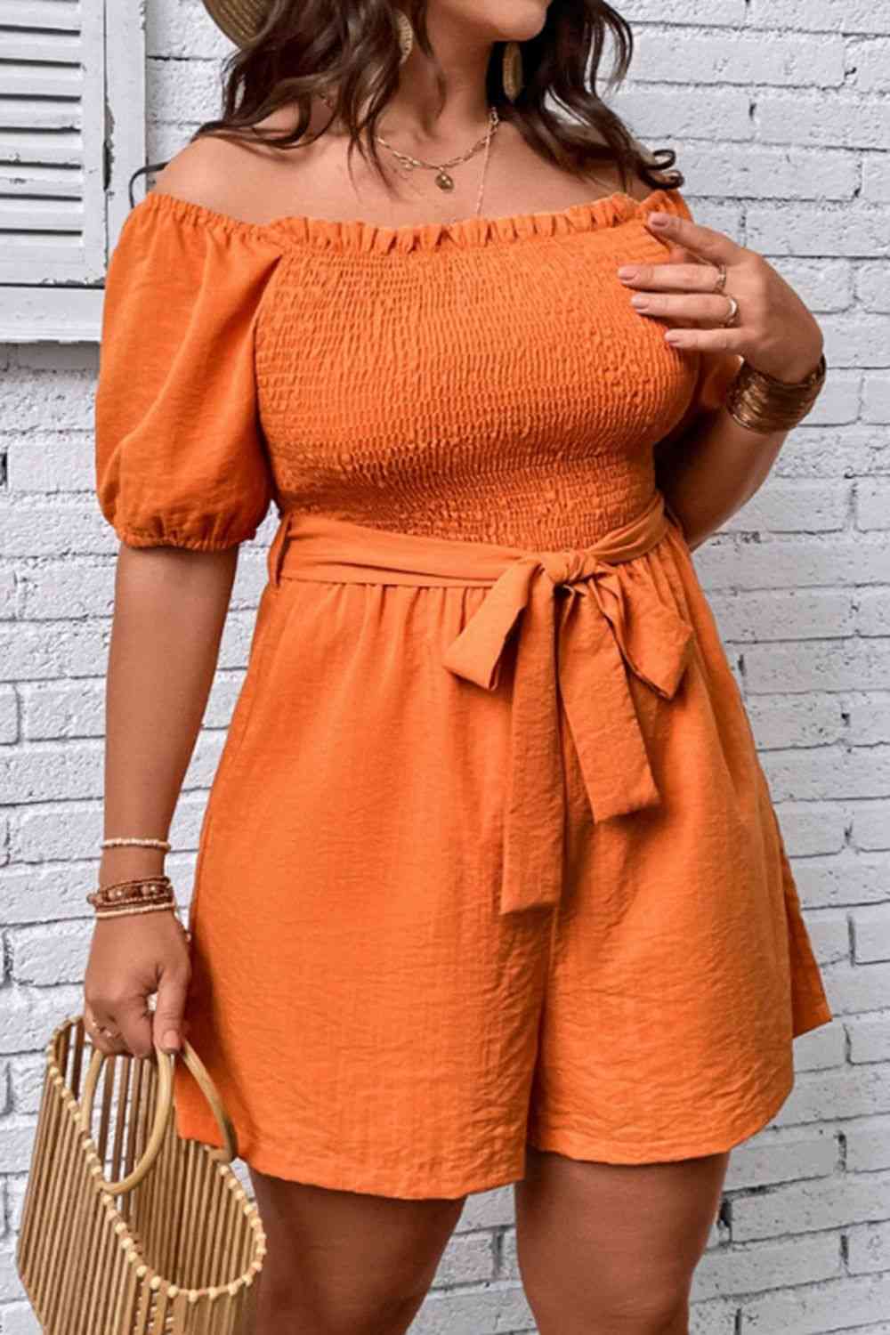 Plus+ Smocked Tie Belt Romper