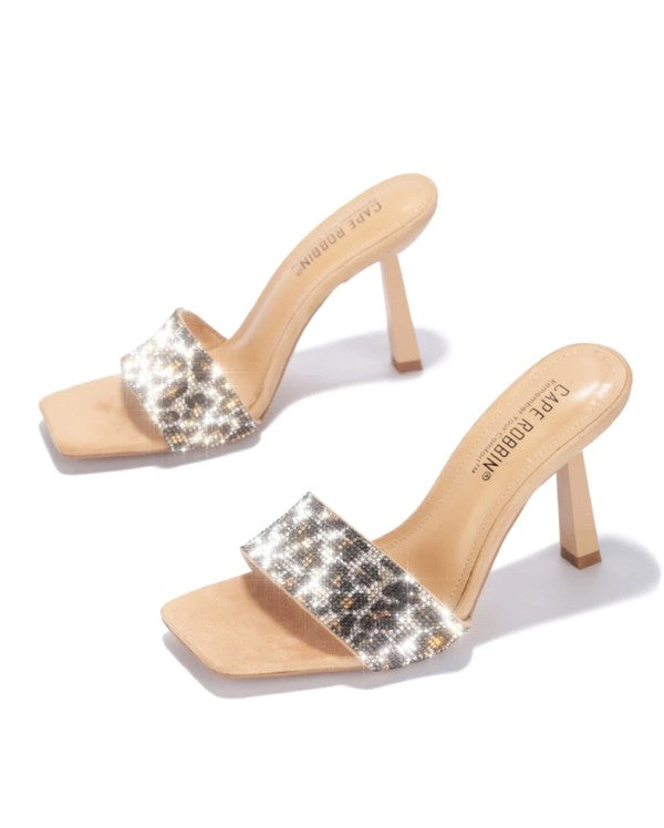 Rhinestone Strap Square Bed High heel Sandal GM GLOBALENTERPRISE INC