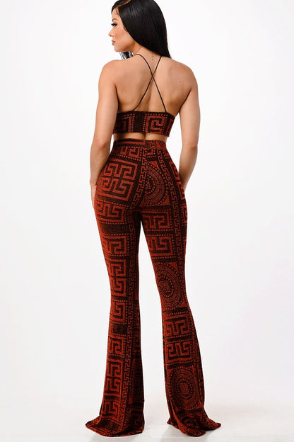 Metallic Printed Bralette with Pants Set Her Bottari