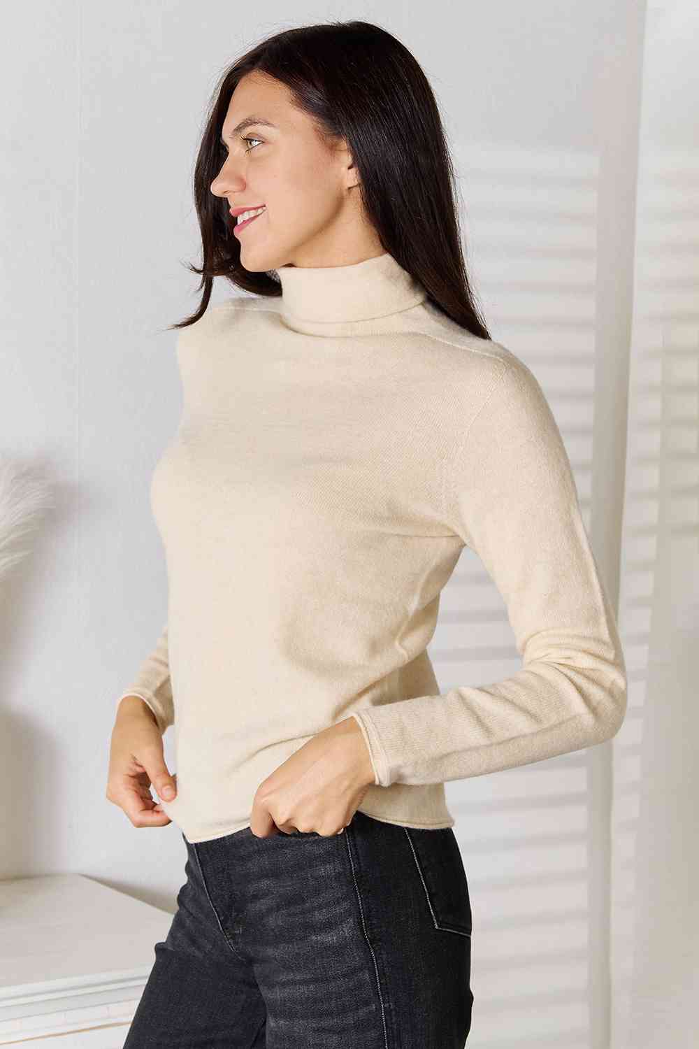 Turtleneck Long Sleeve Knit Top