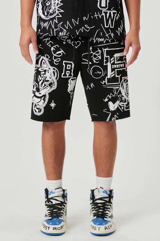 ALLOVER HAND DOODLING PUFF PRINT SHORTS First Row