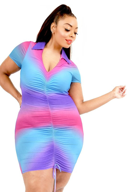 GRADIENT COLOR BLOCK MINI DRESS GIBIU