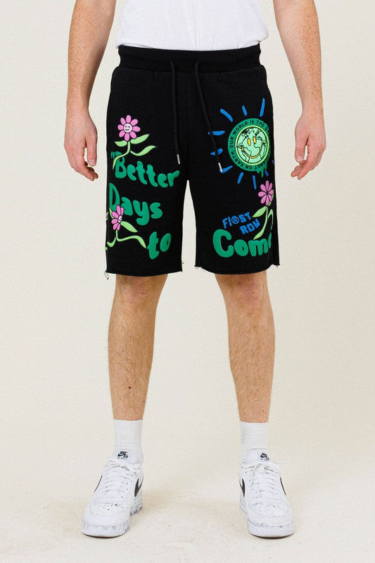 Men's FLOWER GRAPHIC TERRY SHORT First Row