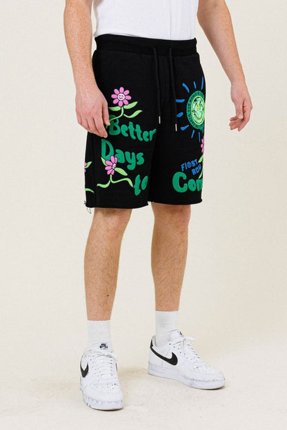 Men's FLOWER GRAPHIC TERRY SHORT First Row