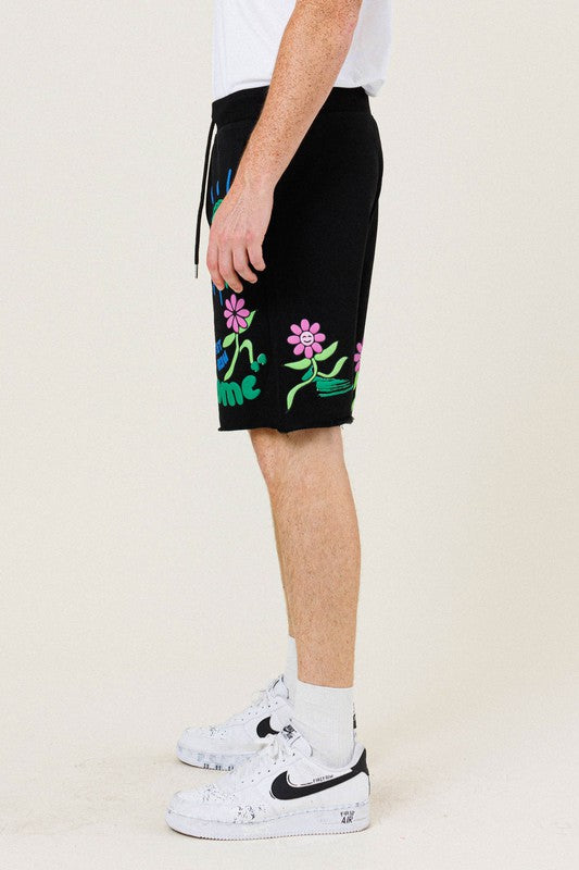 Men's FLOWER GRAPHIC TERRY SHORT First Row