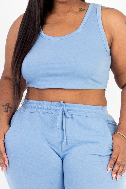 French Terry Cropped Tank Top & Joggers Set Capella