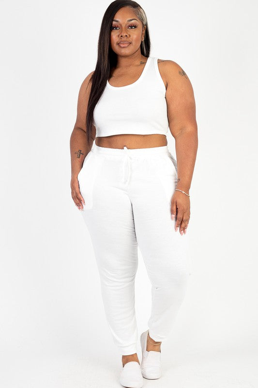 French Terry Cropped Tank Top & Joggers Set Capella