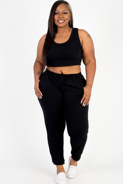 French Terry Cropped Tank Top & Joggers Set Capella