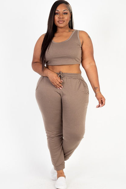 French Terry Cropped Tank Top & Joggers Set Capella