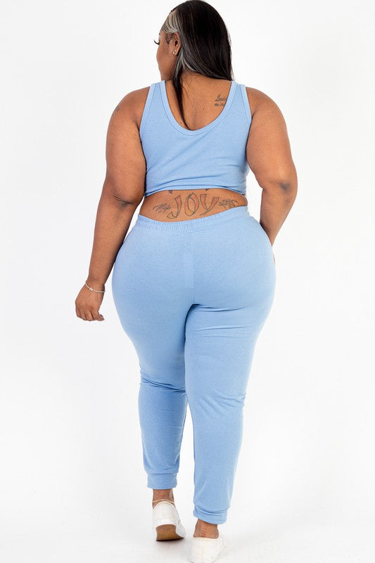 French Terry Cropped Tank Top & Joggers Set Capella