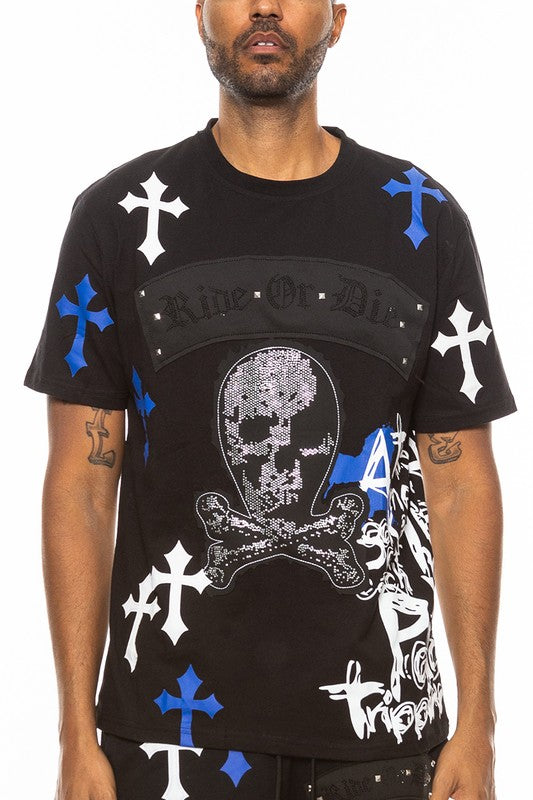 Men's Weiv Cotton Print Chrome Cross T-Shirt WEIV