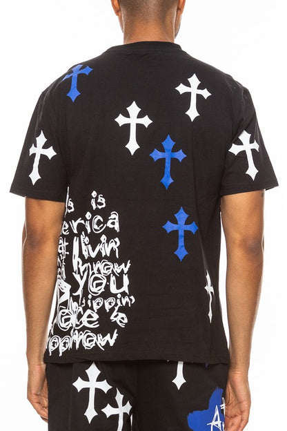 Men's Weiv Cotton Print Chrome Cross T-Shirt WEIV