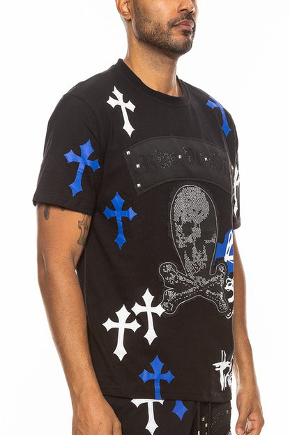 Men's Weiv Cotton Print Chrome Cross T-Shirt WEIV