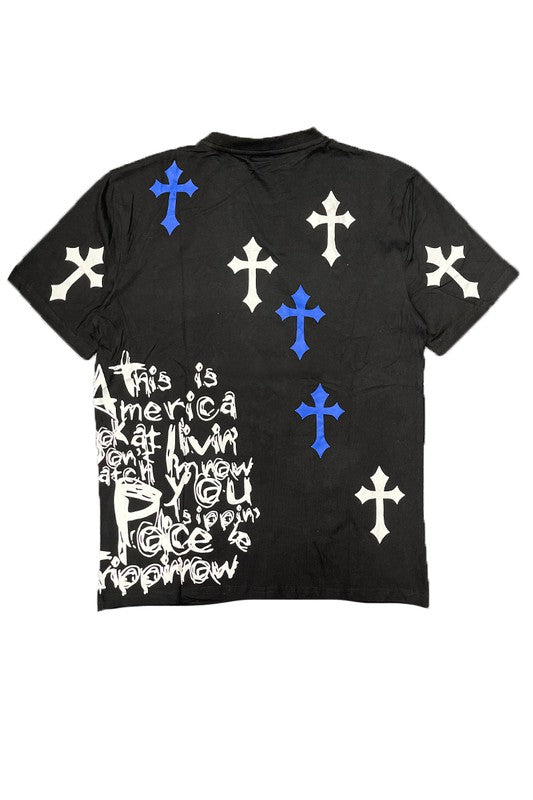 Men's Weiv Cotton Print Chrome Cross T-Shirt WEIV