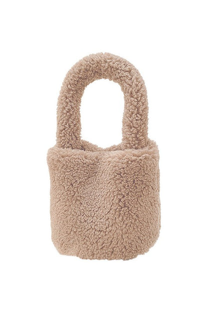 Solid Teddy Mini Bucket Bag Fashion City