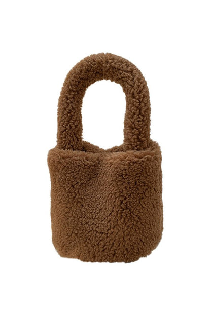 Solid Teddy Mini Bucket Bag Fashion City