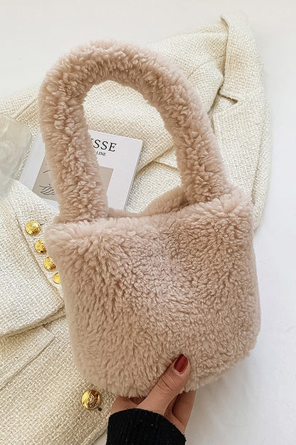 Solid Teddy Mini Bucket Bag Fashion City