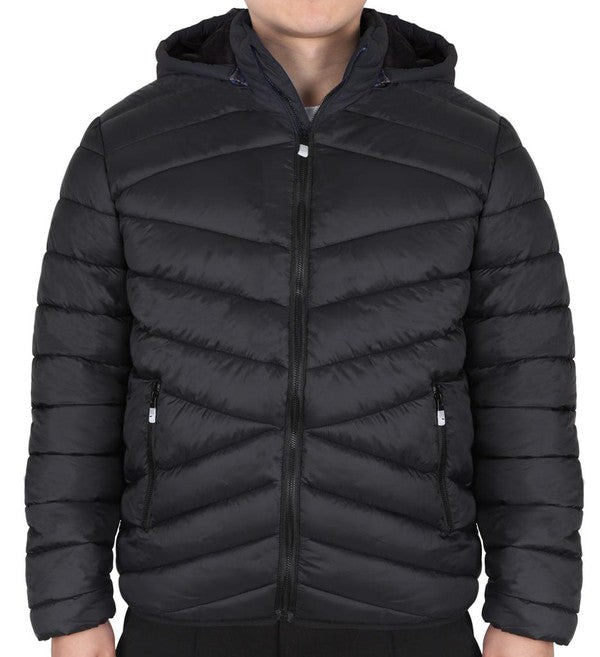 Men's Puffer Full Zip Jacket With Detectable Hood Generation XYZ