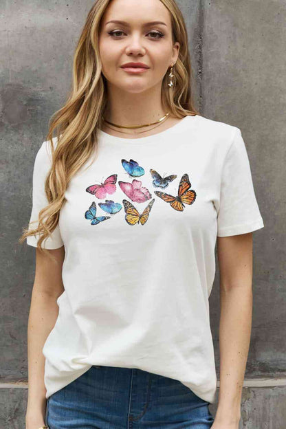 Simply Love Butterfly Graphic Cotton Tee