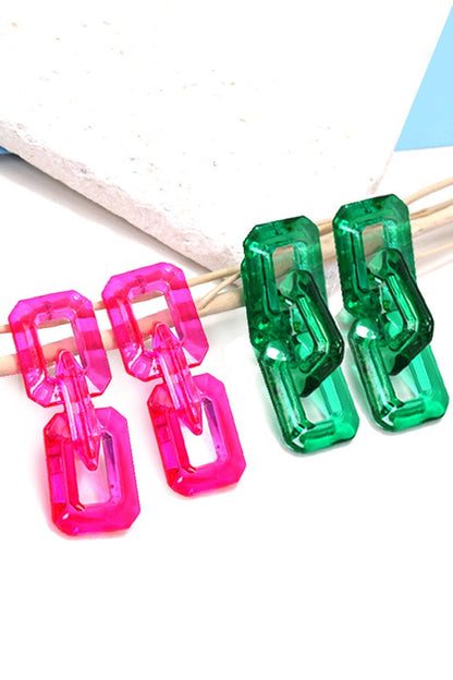 ACRYLIC GEO COLORFUL DROP EARRINGS Wall To Wall