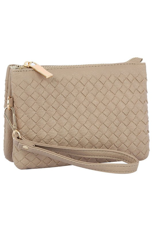 Woven Convertible Clutch Crossbody Bag Wristlet Fashion World