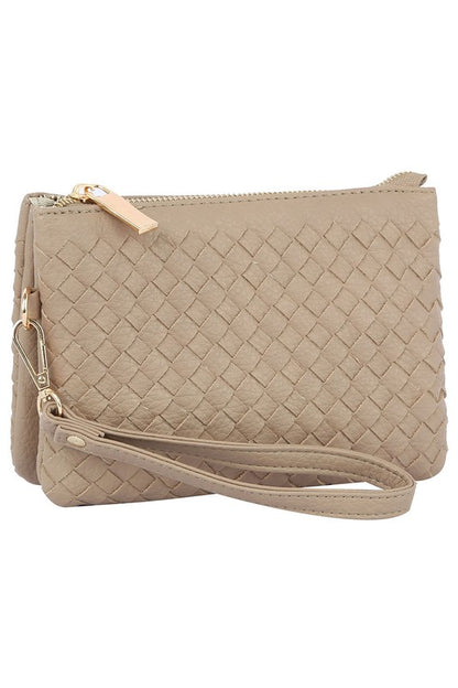 Woven Convertible Clutch Crossbody Bag Wristlet Fashion World