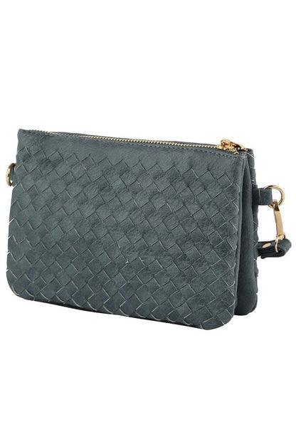 Woven Convertible Clutch Crossbody Bag Wristlet Fashion World