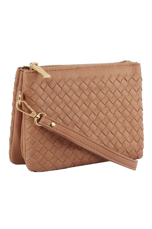 Woven Convertible Clutch Crossbody Bag Wristlet Fashion World