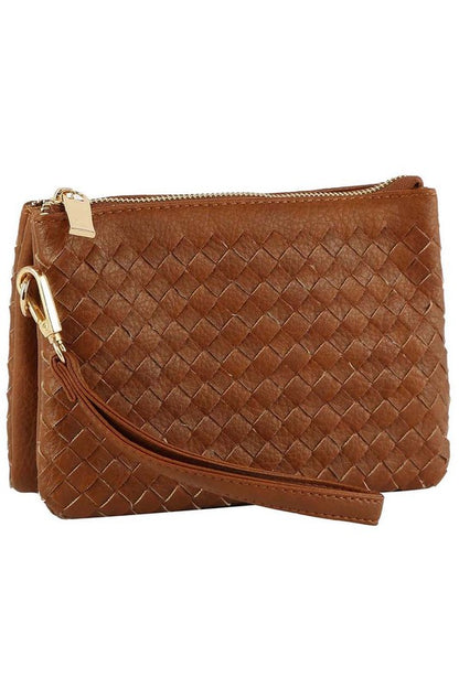 Woven Convertible Clutch Crossbody Bag Wristlet Fashion World